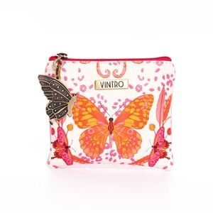 Vibrant Pink and Orange Butterfly Miki wallet